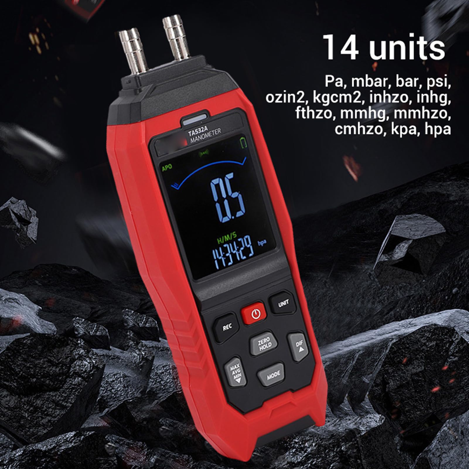 FTVOGUE Digitales Manometer, Differenzdruckmessgerät mit LCD H