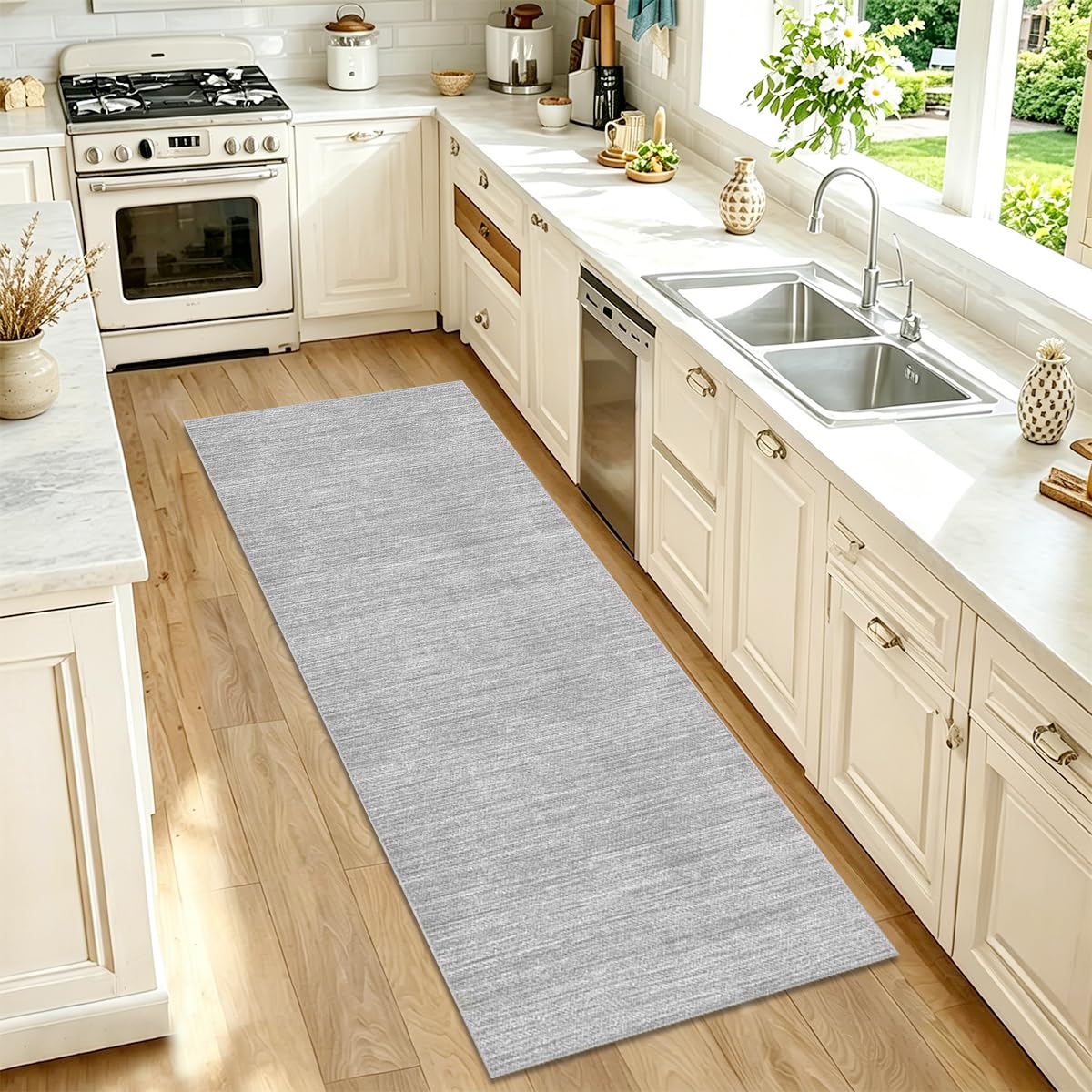 AYHSMNOU Extra Long Runner Rug for Hallway 60 x 180cm Front Door Hall Hallways Living Room, Heavy Duty Hall Runner Large Door Mat Indoor, Washable Carpet Runner Rug Gray