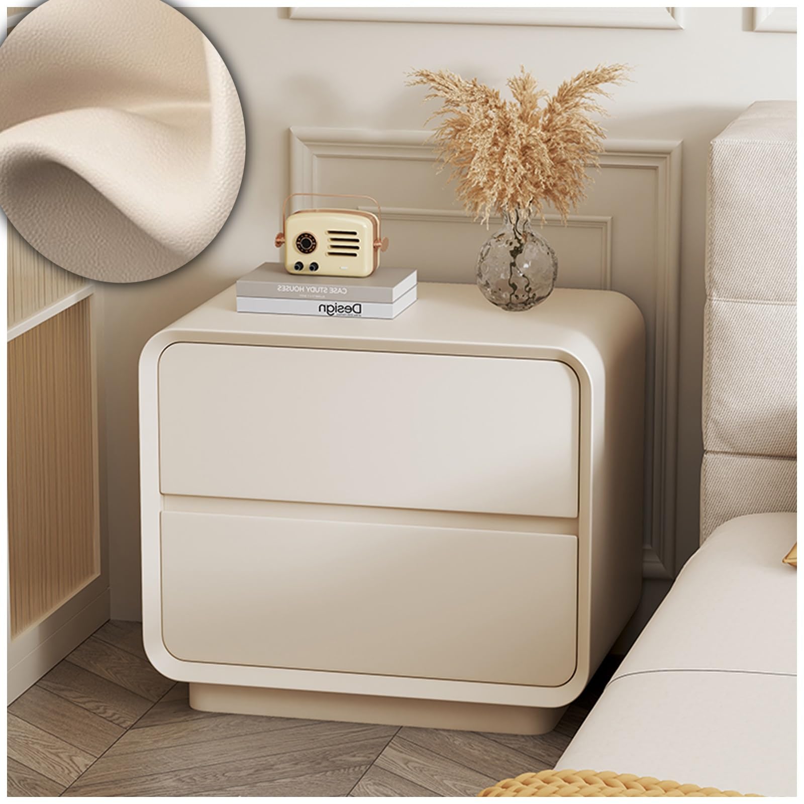 Nachttisch, Stauraum Nachttisch, Mit 2 Schubladen Nachschrank, Für Zuhause Wohnzimmer Schlafzimmer Möbel, Für Schlafzimmer, Wohnzimmer, Modern Nachttisch Schrank Beistelltisch(Off-white,40cm)