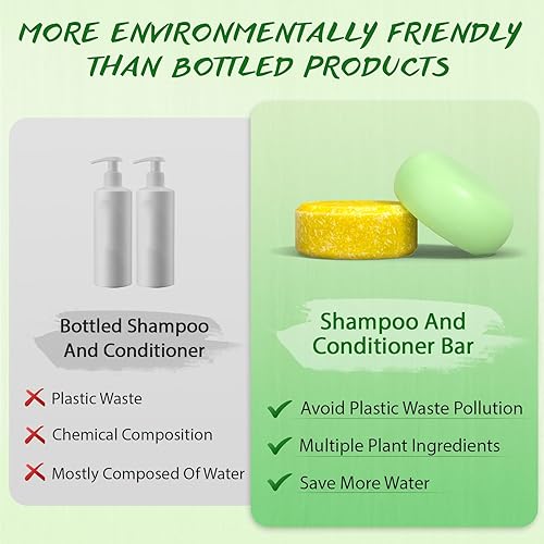Miniatura 5 de Juego de champú y acondicionador de romero en barra para el crecimiento del cabello, champú sólido acondicionador jabón para cabello lacio, rizado,