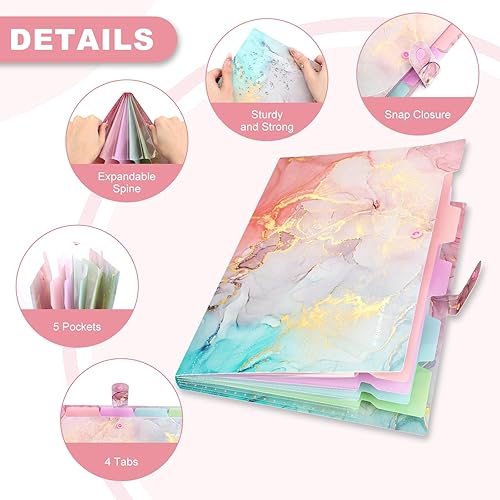 Miniatura 4 de Ddaowanx Carpeta de archivos expansible, organizador de archivos de plástico de acordeón tamaño carta A4, 5 carpetas de bolsillo para documentos,