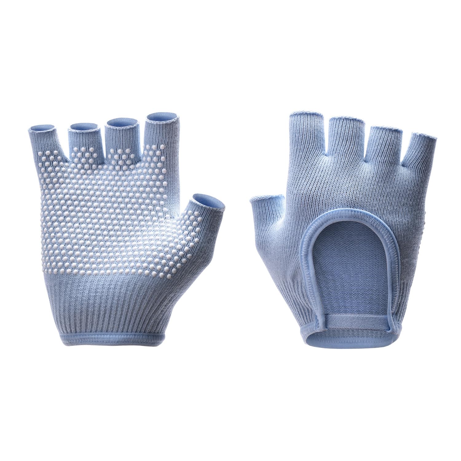 oasymala Non-Slip Fingerless Yoga Gloves – Ideal for Pilates, Barre, Air Yoga, and Fitness Workouts – Breathable Fabric with Enhanced Grip for Stability (Blue)
