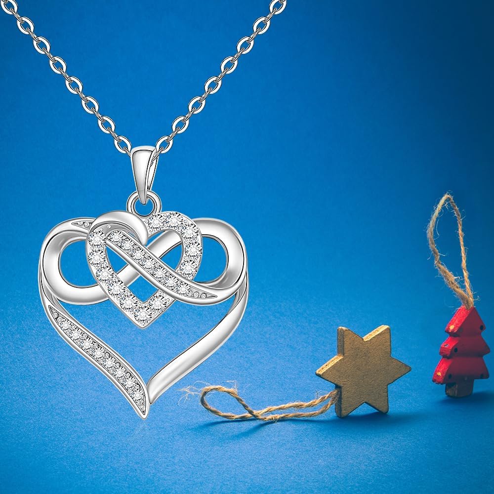 Fenthring Heart Necklace Infinity Necklaces for Women 925 Sterling Silver Infinity Heart Pendant Jewelry for Mothers Day - Image 9