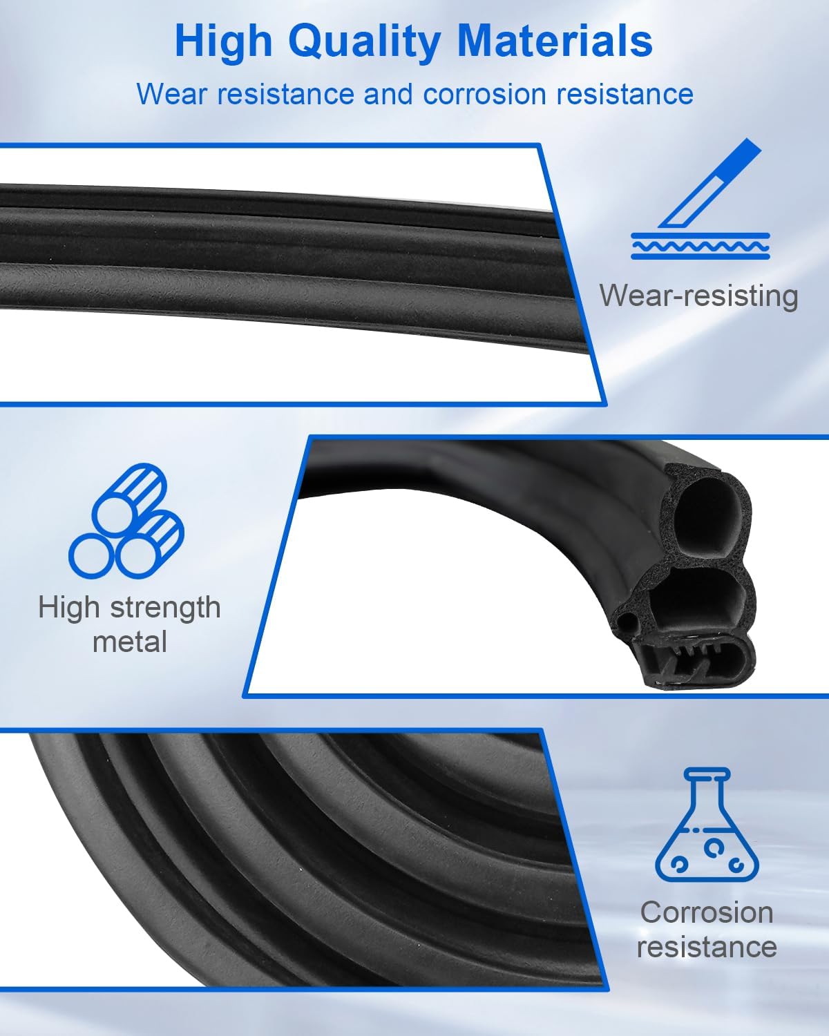 TIKSCIECNE Automotive Weather Stripping Seal for Cars, Trucks, RVs & Boats – EPDM Rubber Door Seal to Block Wind, Noise & Water Leaks, 15FT