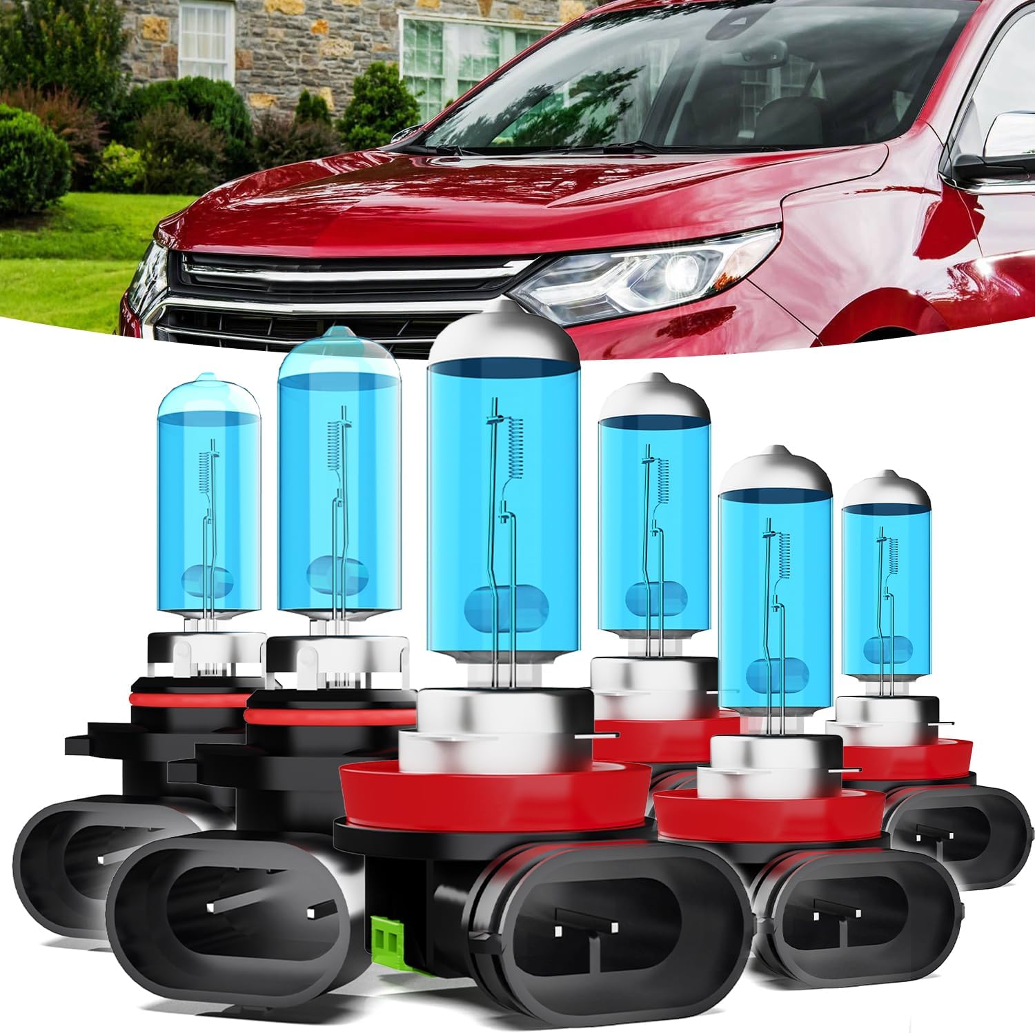 Halogen Headlights Fit for Chevrolet Chevy Equinox 2010-2018 Headlight Bulbs,9005/HB3/H10 High Beams+ H11/H8/H9 Low Beams+ h11 Fog Lights Bright Front Lights,Plug And Play,Pack of 6