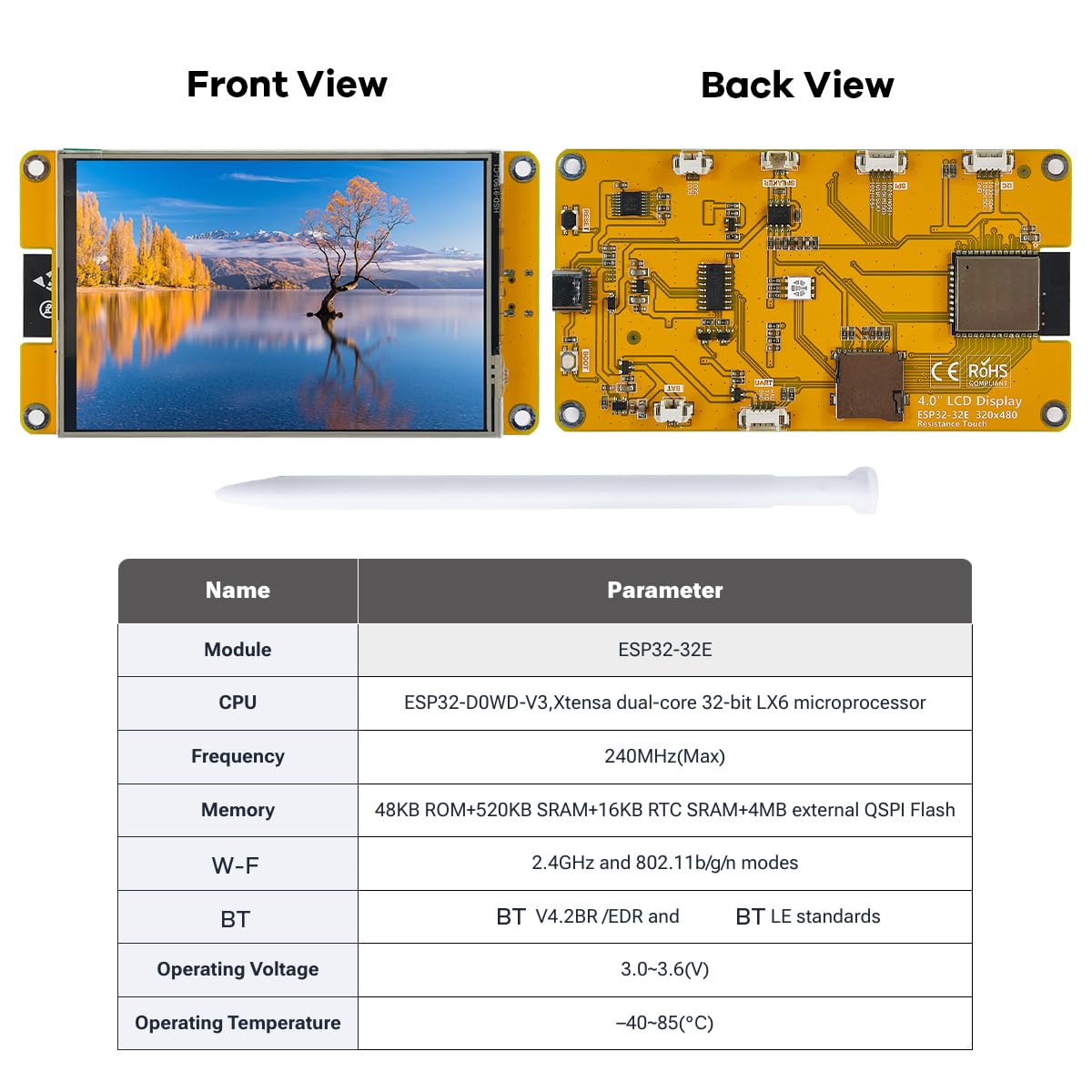 Amazon.com: Hosyond 4.0'' 320x480 Touch Screen with ESP32-32E