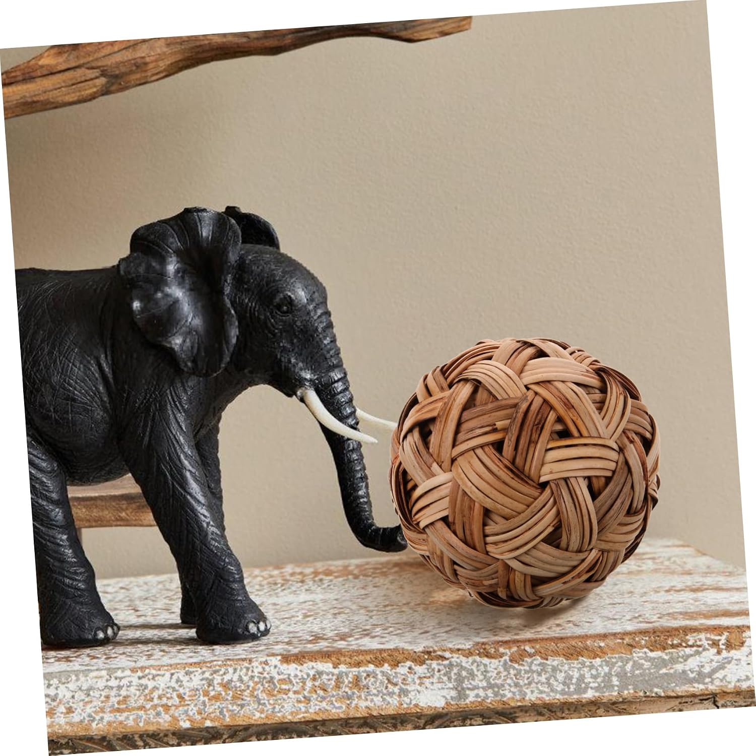 Decorative Woven Ball Bamboo Craft Tabletop Adornment Multi-Function Ball Decor