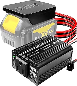 150W Portable Power Supply Inverter Fit for DeWALT 18V 20V MAX XR Lithium Battery, DC 18V 20V to AC 120V Powered Compact Cordless Inverter with Dual USB 5V 2.4A and LED Light, Battery not Included