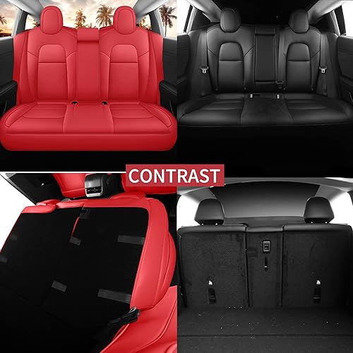 Miniatura 3 de Fundas de asiento para Tesla Model 3 2017 2018 2019 2020 2021 2022 2023, ajuste costomizado, impermeables, antideslizantes, fundas de asiento de