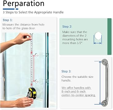 Glass Shower Door Handle, Bathroom Shower Door Replacement Handles, Back to Back 304 Stainless Steel Pull Hardware for SlidingFrameless Shower Doors Pull Handle (Brushed Nickel, 8 inch)