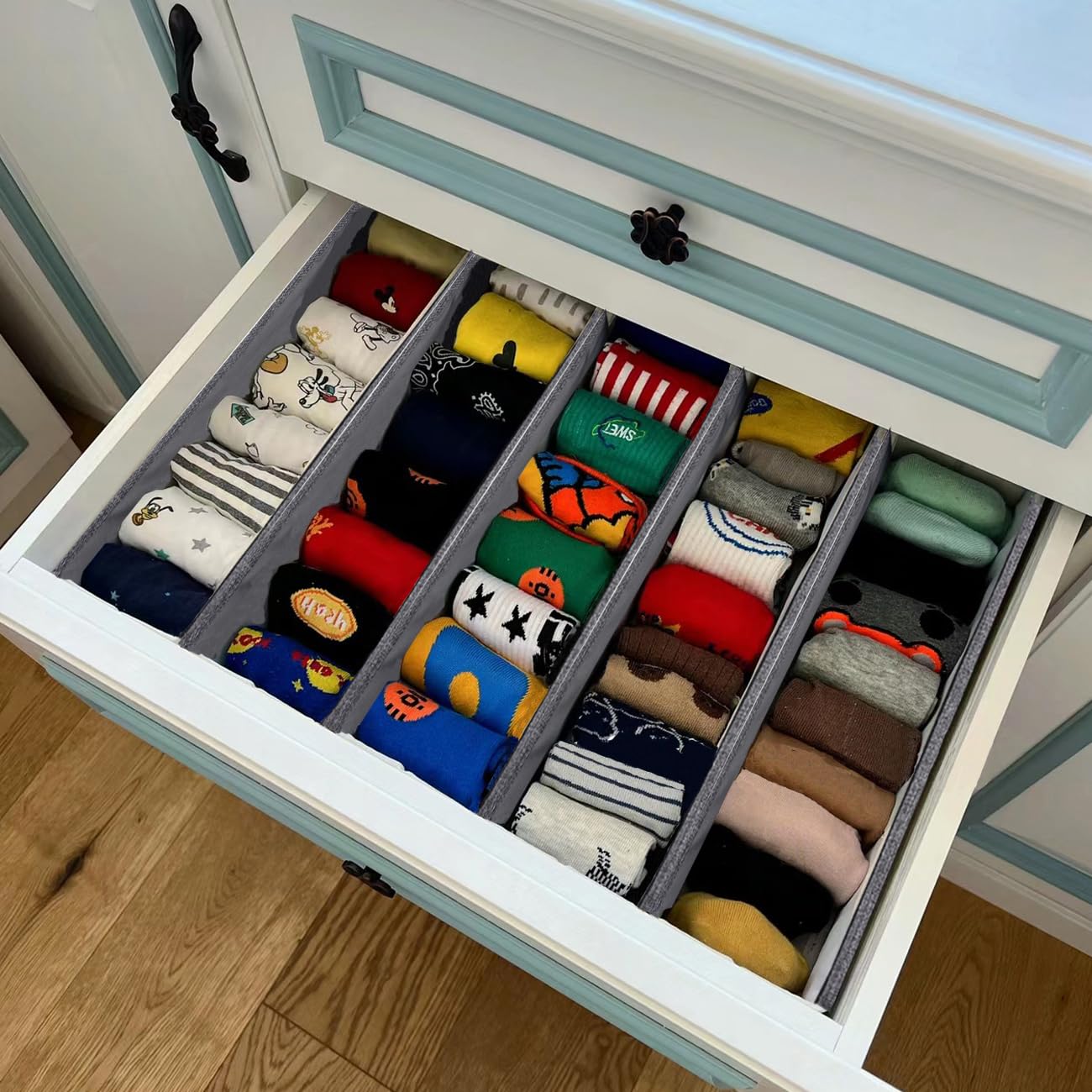 Tosoda Underwear Drawer Organiser Women Men Drawer Dividers for Underwear Clothes, Socks, Ties, Makeup, Cosmetics (Grey 4Pcs-40cm Long) - Image 2
