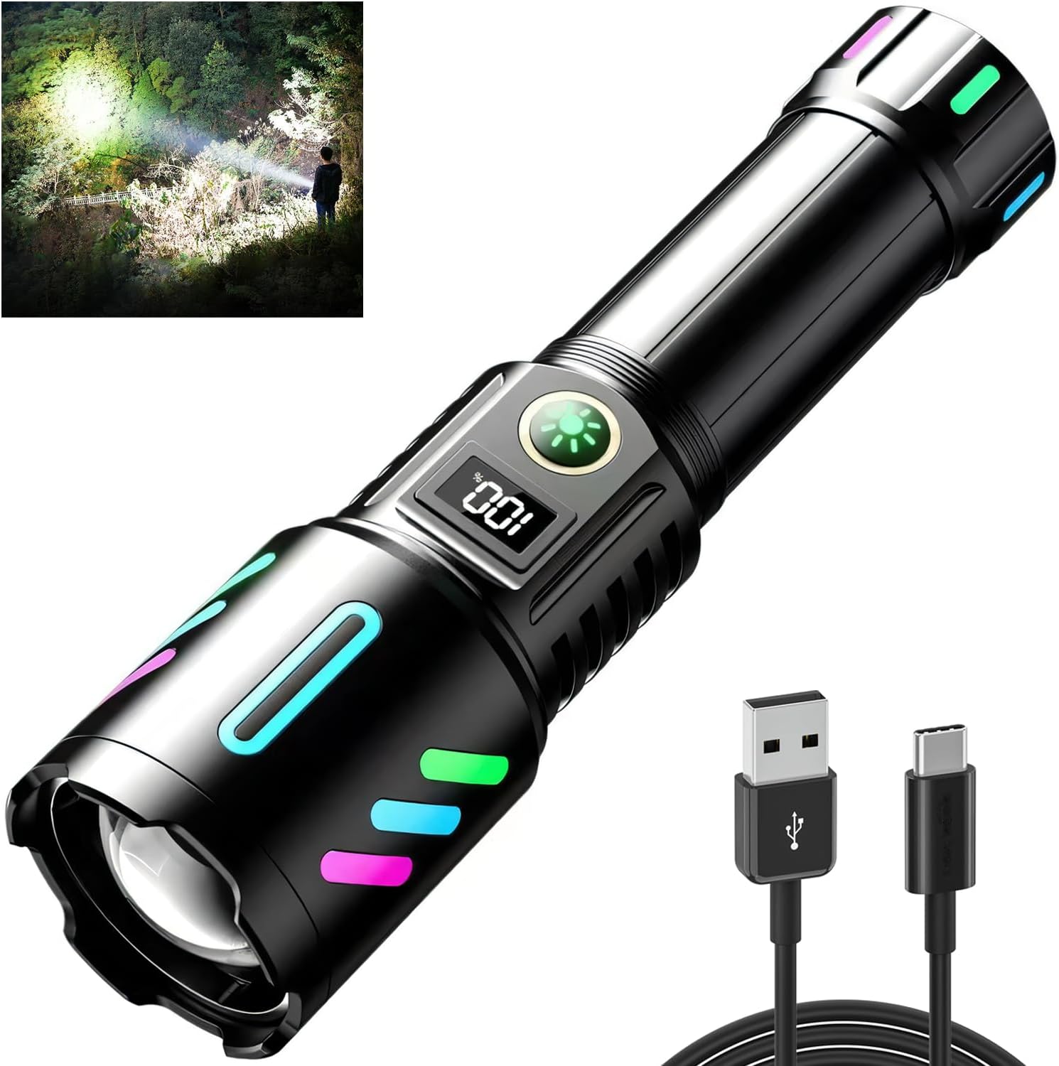 Rechargeable Flashlights 990,000 Lumens, Super Bright Flashlights with 5 Modes Adjustable, Waterproof Flashlight Powerful Flash Light for Home Camping Hiking Emergencies Gift