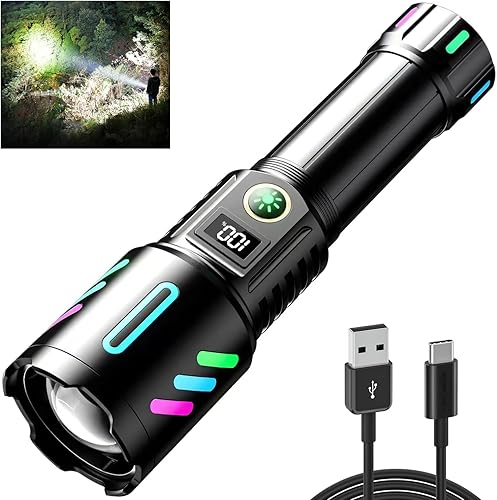 Miniatura 8 de Linternas recargables de 990.000 lúmenes, linternas superbrillantes con 5 modos ajustables, linterna impermeable potente luz de flash para el hogar,