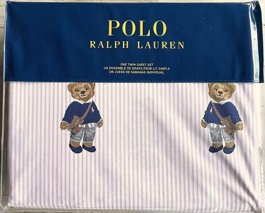 Pink Stripe Pony Sweater Girl Bear 2 Pc Sheet Set Twin