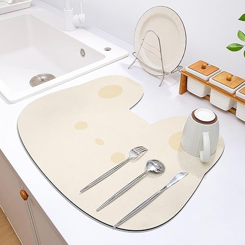 Miniatura 10 de Tapete de secado de platos para cocina, tapete para escurrir platos con forma de animal, ultra absorbente, tapete de poliéster antideslizante,