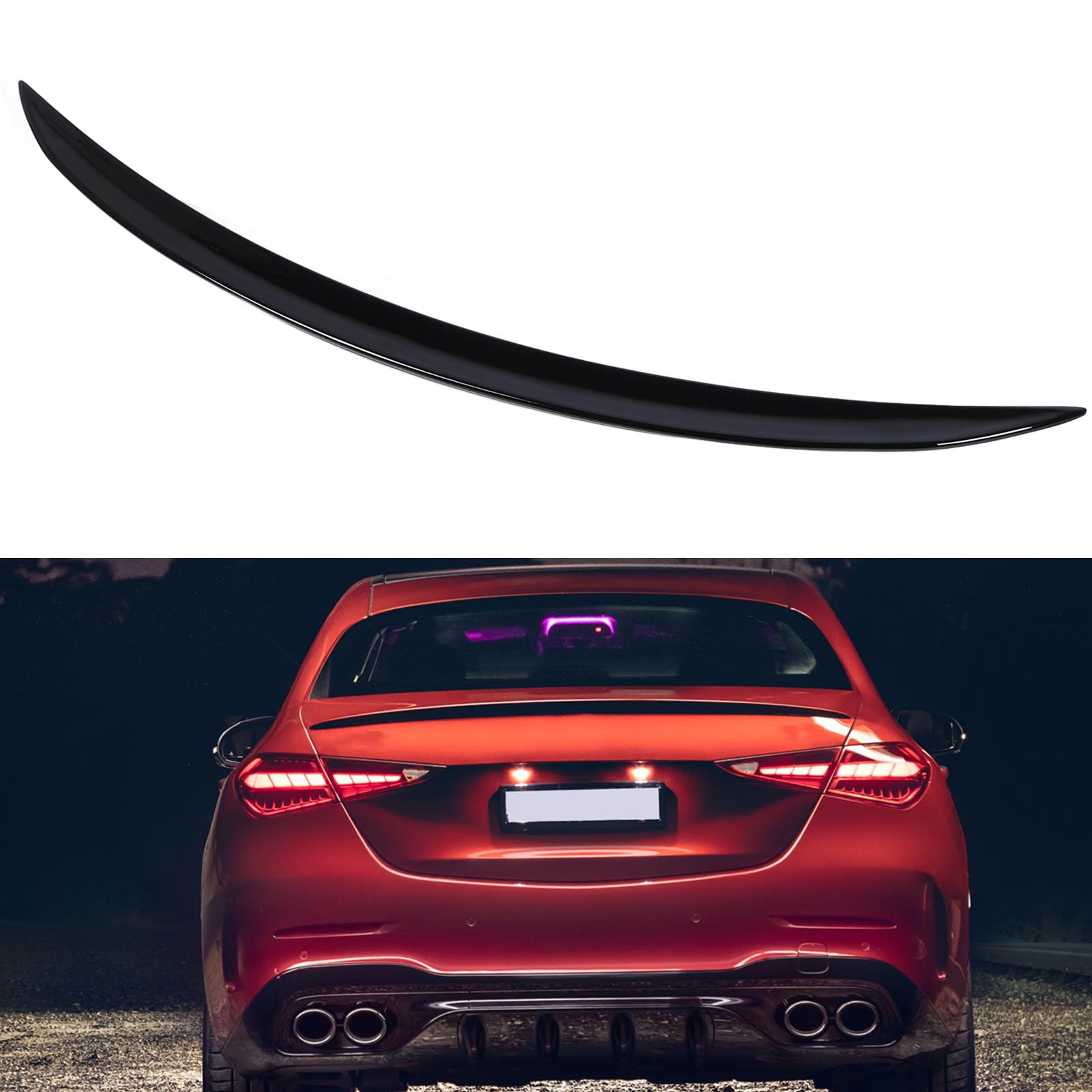 aileron arrière de Voiture pour Remplacement d'extension d'aile de becquet de Coffre de Style AMG pour CLA C118 W118 CLA45 (Noir Brillant)