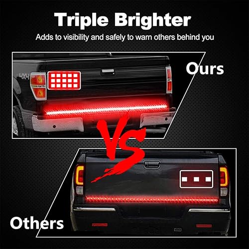 Miniatura 4 de Barra de luz para portón trasero, accesorios para camioneta, luz LED de freno, con 3 filas, 504 luces LED y conector plano de 4 pines con cableado,