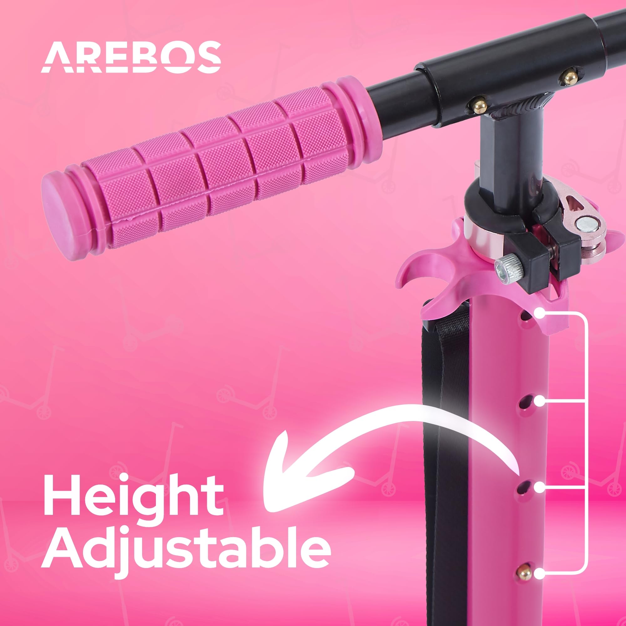 Arebos city scooter a pedali monopattino regolabile in altezza | pieghevole | incl. cinghia di trasporto | ruote XXL | freno a pedale | per bambini e adulti | capacità di carico fino a 100 kg