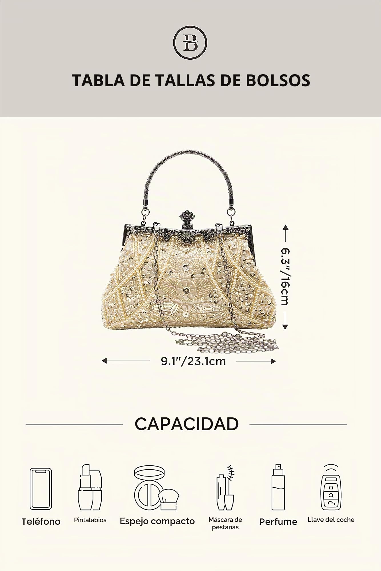 BABEYOND Bolso de mano de los años 20 con perlas Gatsby, bolso de mano de noche de los años 20, con cuentas, accesorios para disfraz de Gatsby