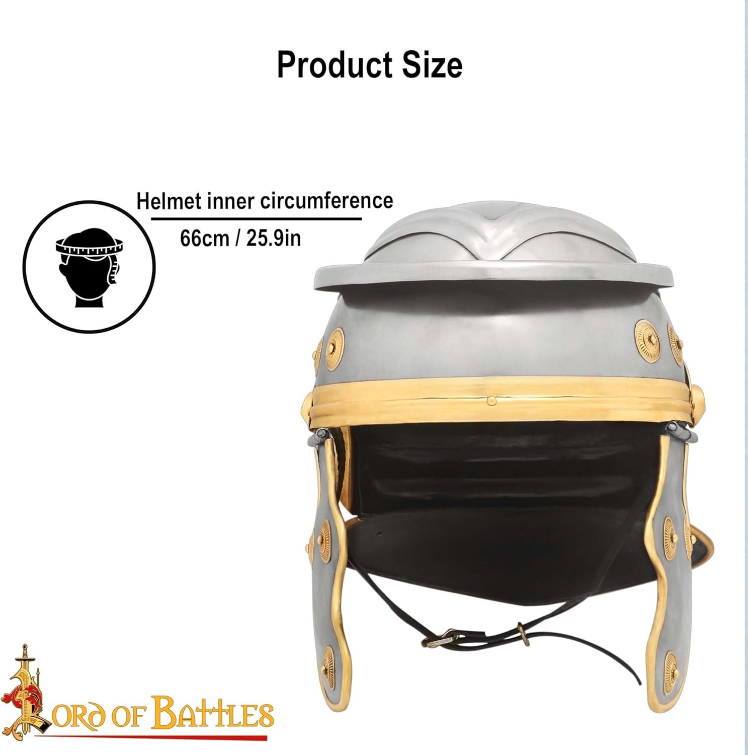 Lord of Battles Medieval Helmet Ancient Warrior Helm with Liner & Chin Strap, Knight Crusader Viking Roman Style Armor