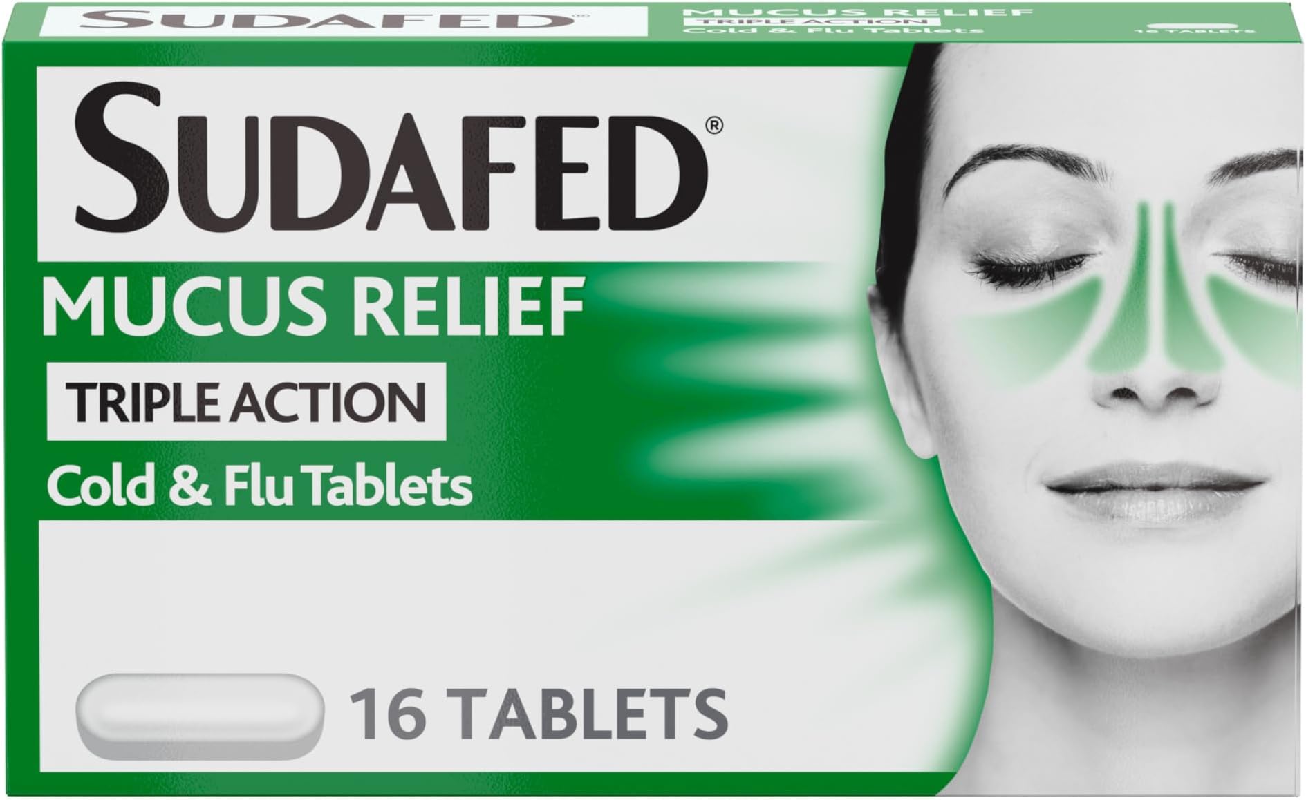 Mucus Relief Triple Action Cold & Flu Tablets (Pack of 16), Helps Fight Cold and Flu and Unblocks the Nose, Reduces Mucus, Works in 15 Minutes