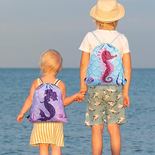 Miniatura 5 de Sweetude 32 mochilas con cordón de sirena, bolsas de recuerdo de fiesta de sirena, regalos de dulces, bolsas de regalo de sirena de mar, bolsas de