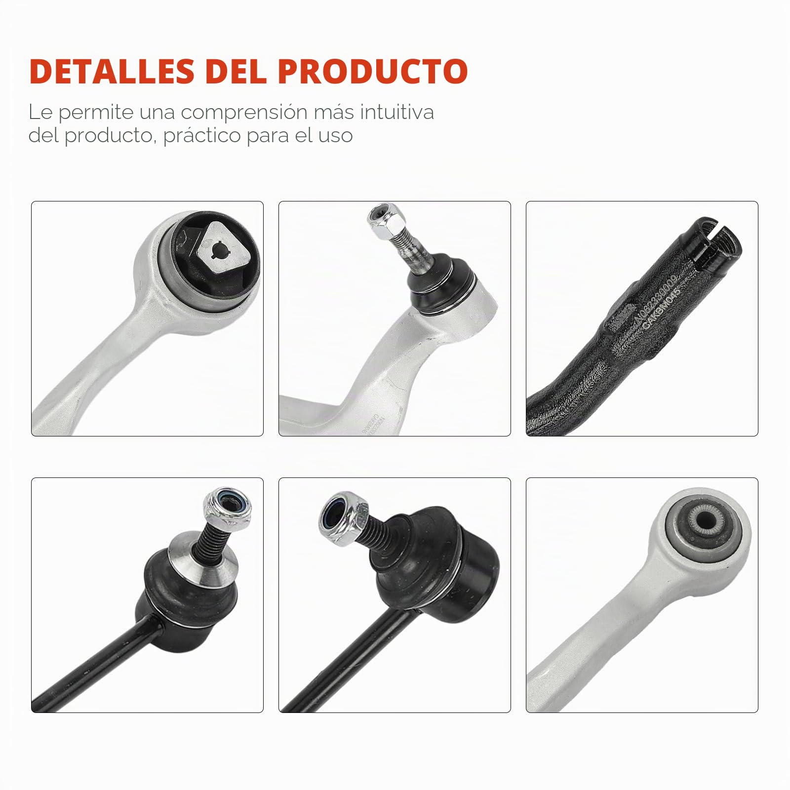 Frankberg 4x Brazo transversal + 2x Barra de acoplamiento + 2x Rótula de dirección Compatible con Serie 5 Touring E61 Serie 5 E60 Replace# 31124028608