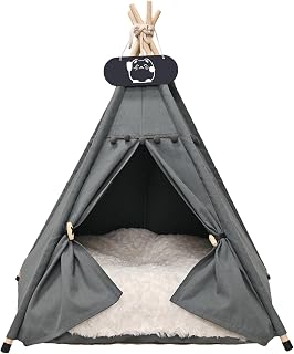 Tipi Zelt für Haustiere mit Doppelseitigem Kissen Hundezelt Abnehmbar und Waschbar Luxery Hundehöhle Katzenzelt und Haustierhäuser 40x40x50cm