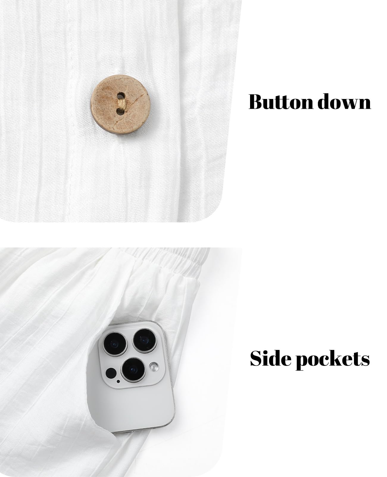 Adigaber Chándal de Manga Larga para Mujer Camisa con Botones y Holgado Cintura Alta Pierna Ancha Cordón Pantalones con Bolsillos — view 5