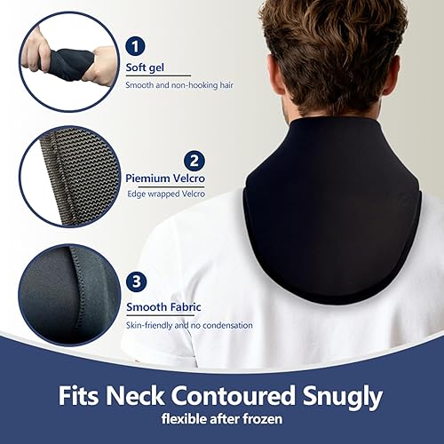 Miniatura 7 de AUNMAS Neck Ice Pack Wrap, Reusable with Solid Gel, Hot Cold Compress with Long Lasting Cooling and Universal Sizing for Home Use (Black)