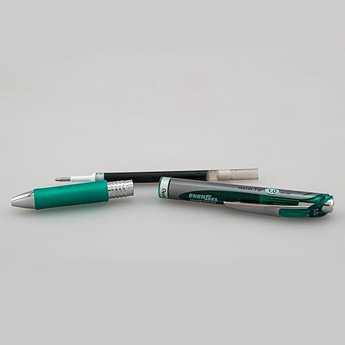 Miniatura 5 de Pentel EnerGel RTX - Bolígrafo de gel líquido retráctil, (1.0mm), línea gruesa, punta de metal, tinta verde, paquete de 2 unidades (BL80BP2D)