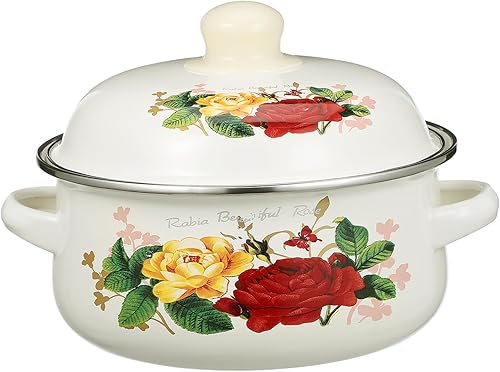 Kichvoe Ramen Cooker - Olla de cocina antiadherente esmaltada con tapa, olla de cocina vintage antiadherente para sopa, cacerola, olla para pasta,