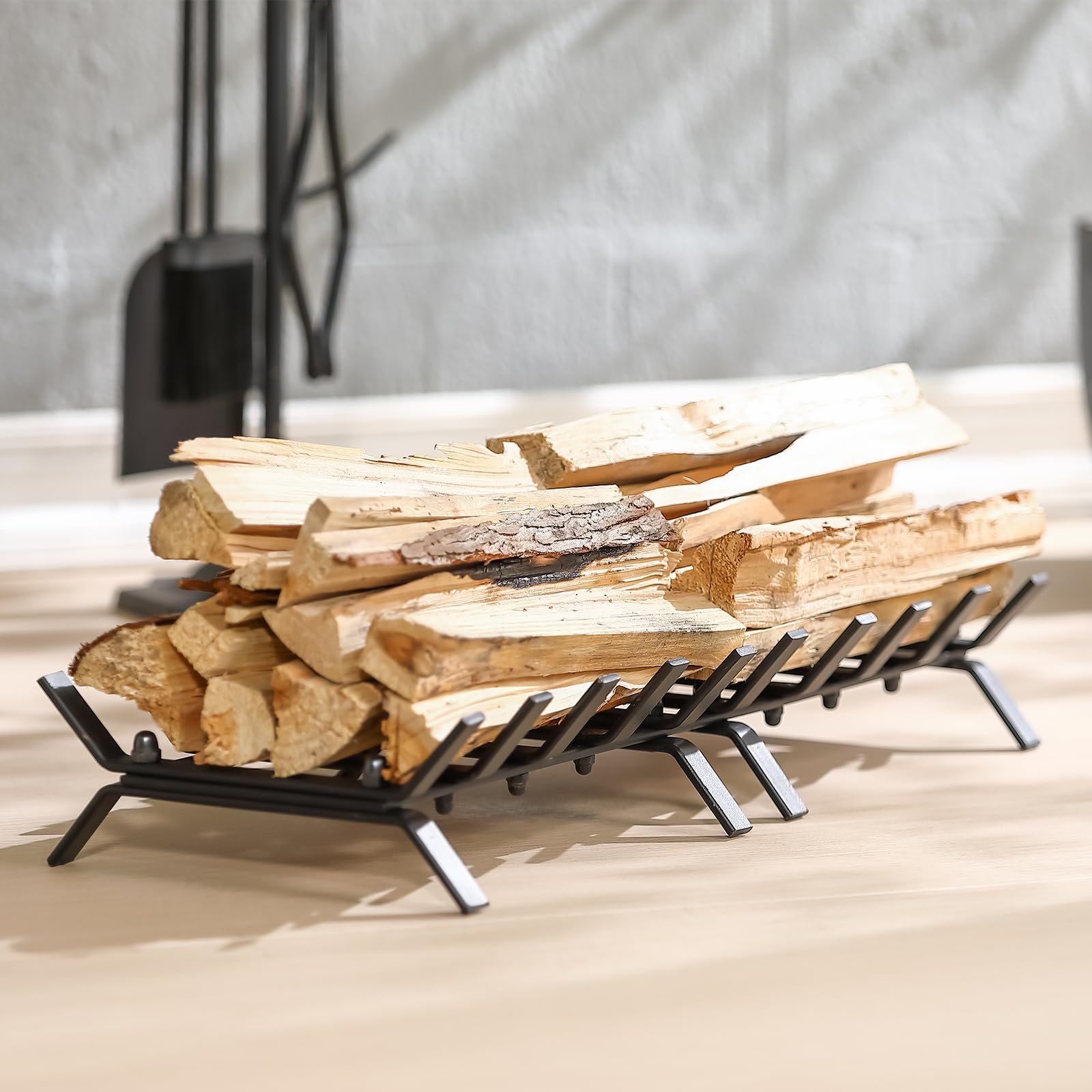 Burning Log Rack Log Burning Grate 24 Inch Heavy Duty Fireplace Grate - Solid Steel Log ...