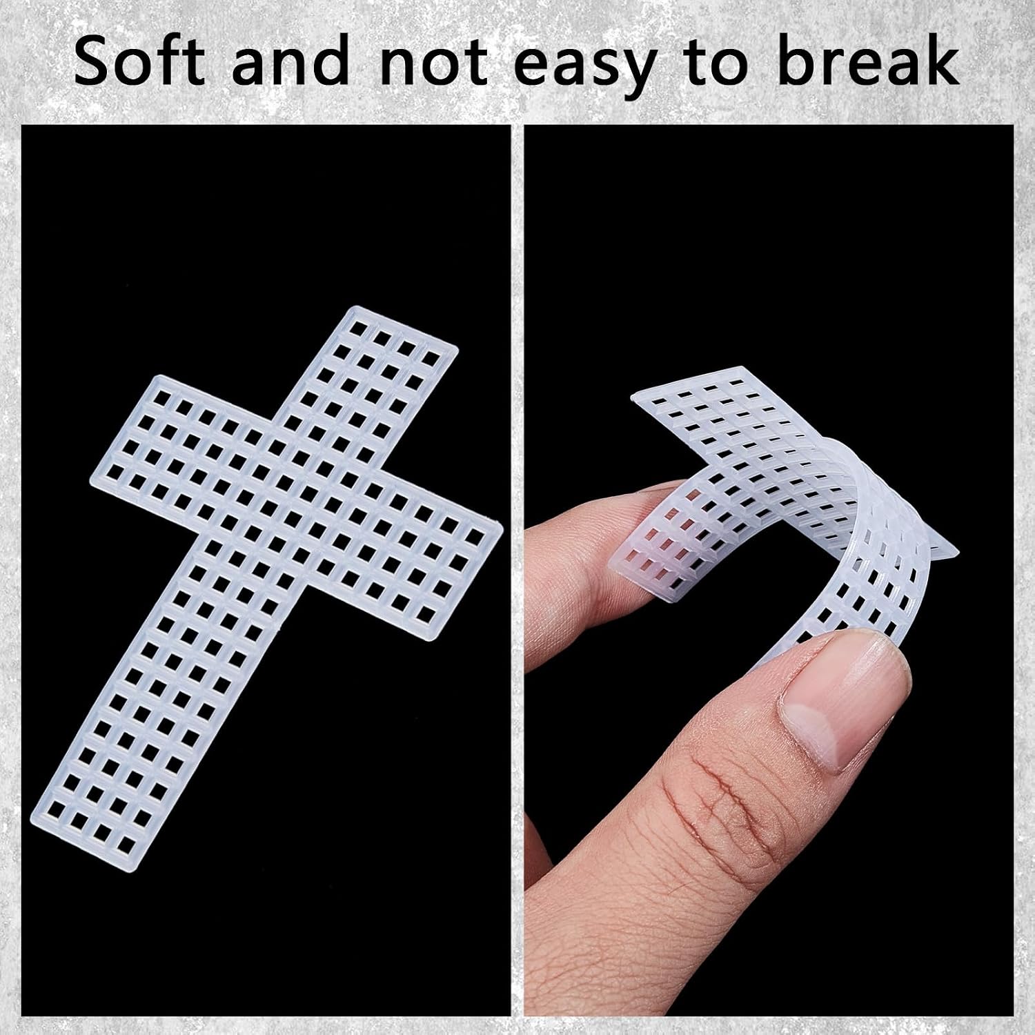12Pcs Plastic Cross Mesh Sheets, Cross Shape Plastic Grid for Embroidery