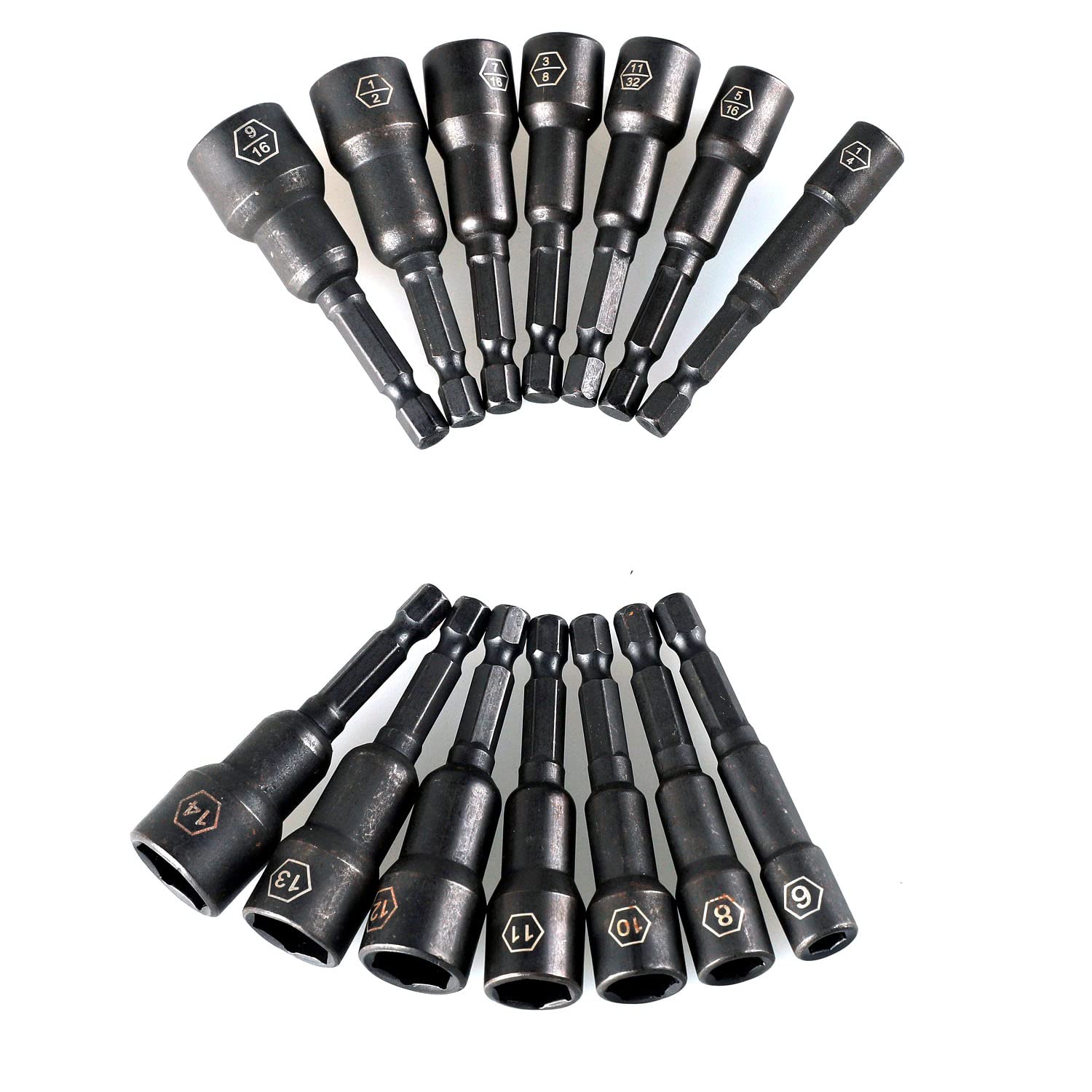 PANOVOS 12Piece SAE & Metric Impact Nut Driver Bit Set