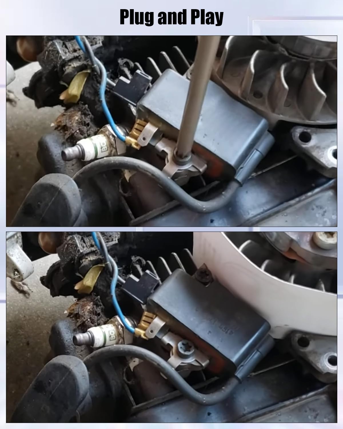 4147 400 1313 Ignition Coil Spark Plug Fit for Stihl FS240 FS240R FS260 FS360 FS410 Brush Cutter, Replace 4147-400-1313 4147-400-1311, Armature Magneto Ignition Module