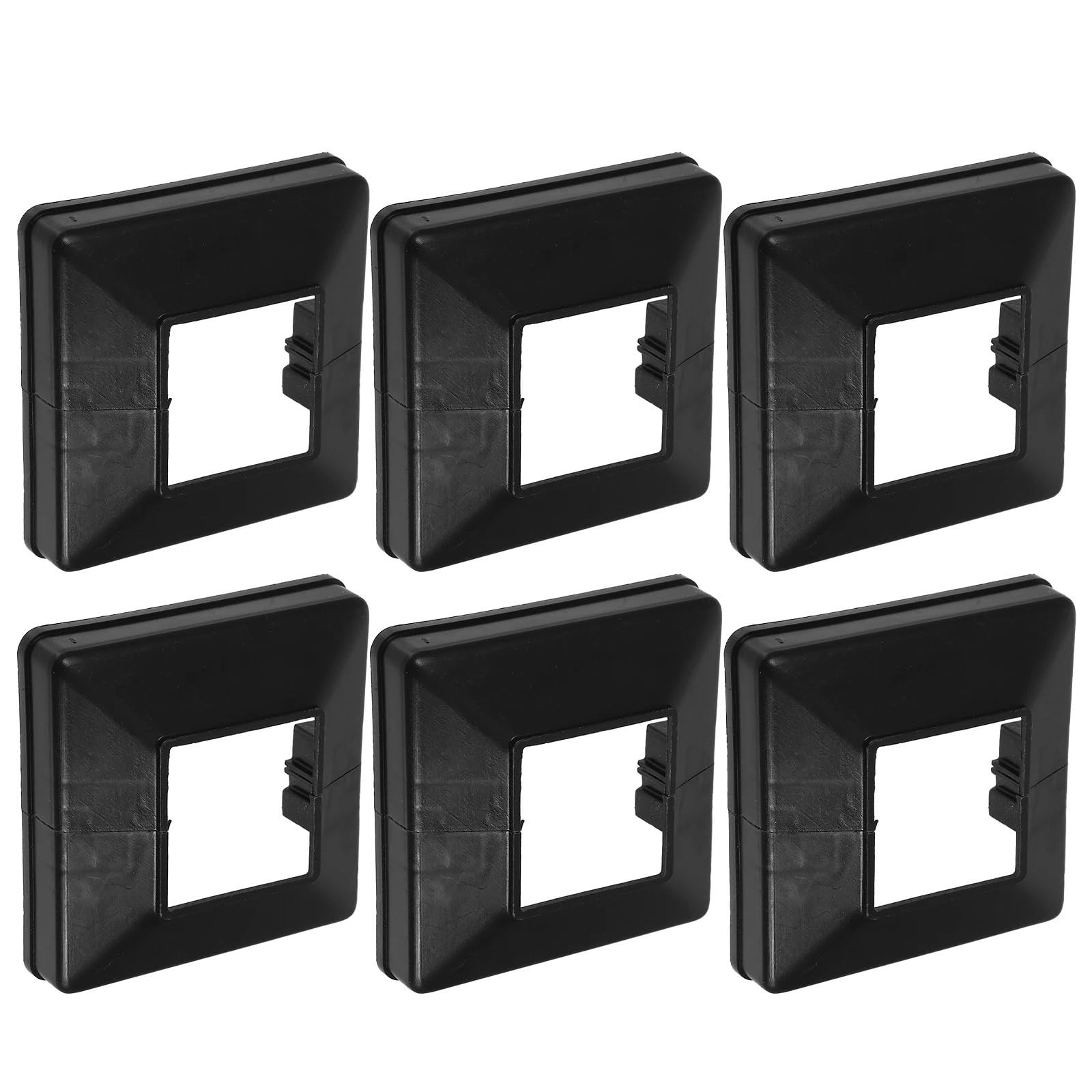 6 Pcs Black Foot Cover Post Base Deck Railing Shoe Column Wraps Porch Split Design Fence Parts Decorative Skirt Cap Handrail for Fence