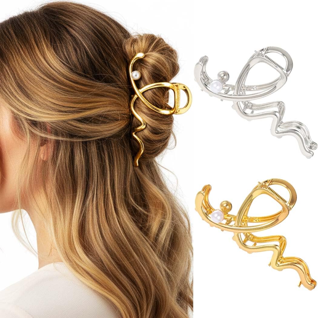 Fashey Metal Claw Clips Gold Hair Clips Wave Hair Claw Clip Hair Accessories for Women