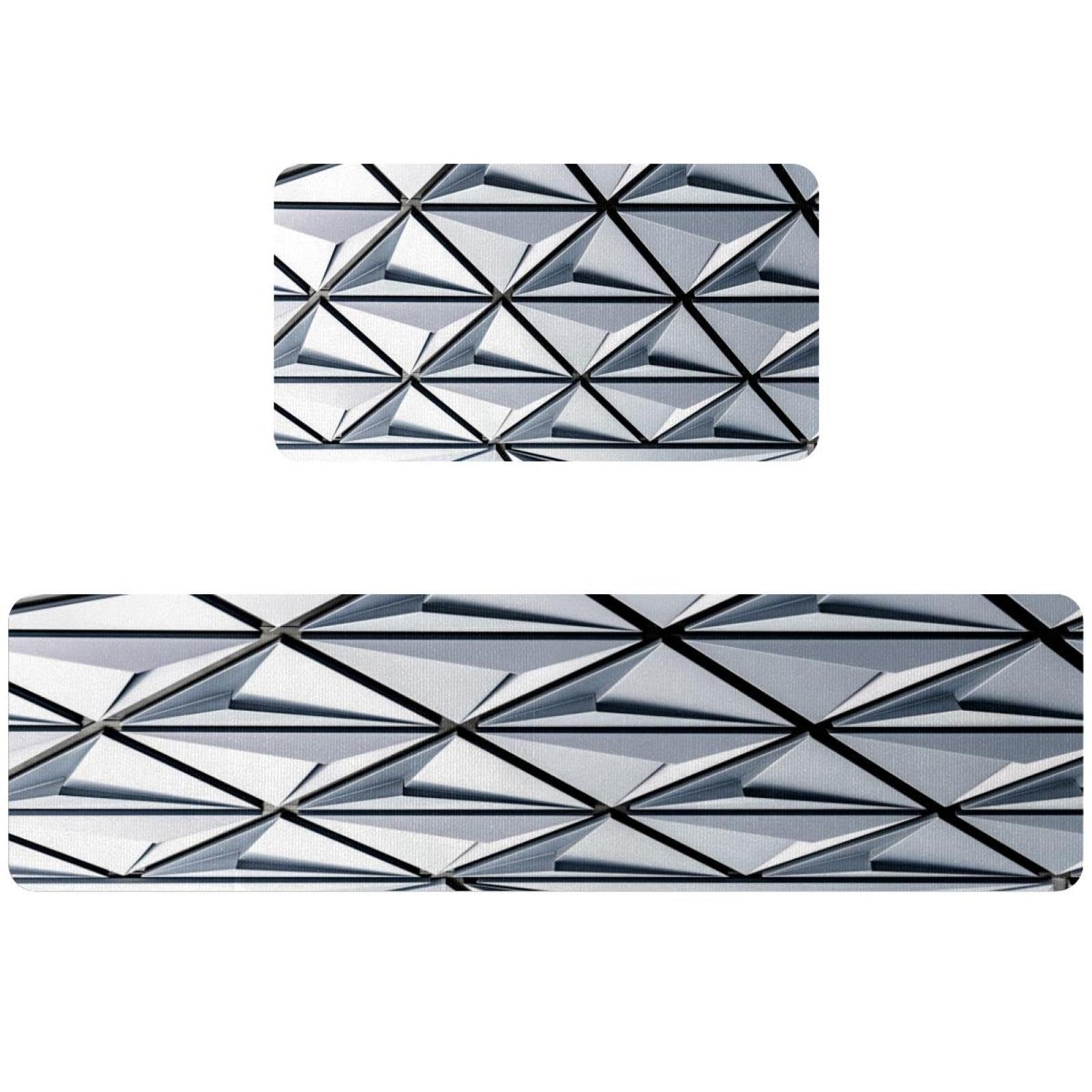 Tapis de cuisine pour couloir et buanderie lot de 2 tapis blancs structure graphique