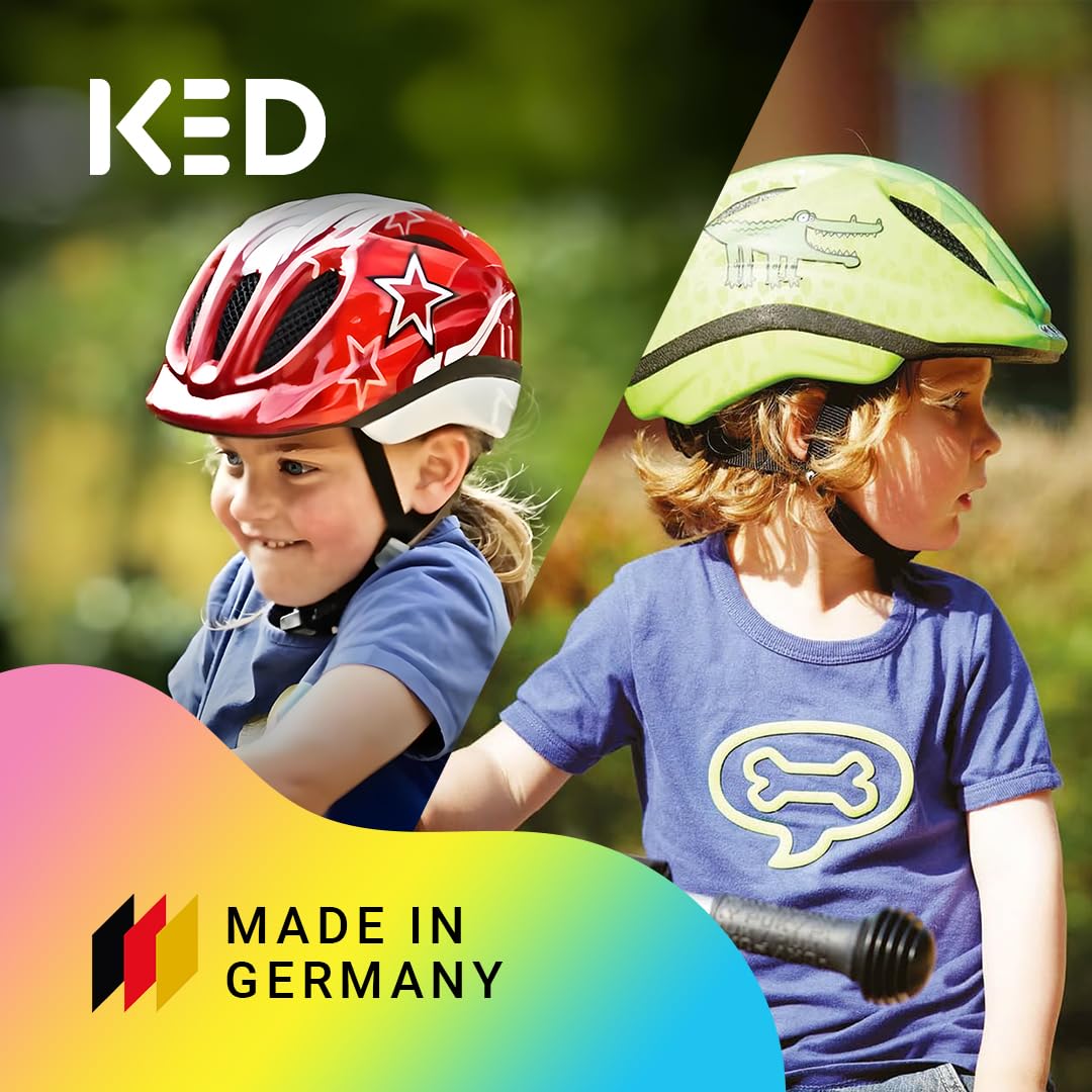 Meggy II Trend 2024 - Casco da bicicletta per bambini, prodotto in Germania, con luce posteriore a LED, solo 220 g, sistema di regolazione QuickSafe e protezione dagli insetti