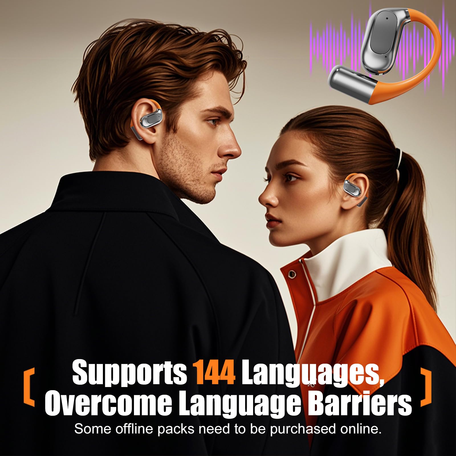 Ecouteur Traducteur Instantané,144 Langues Écouteurs Traducteur Temps Réel,Compartiment de charge Pivotant avec Affichage Numérique,AI Traducteur Vocal Instantané Bluetooth 5.4