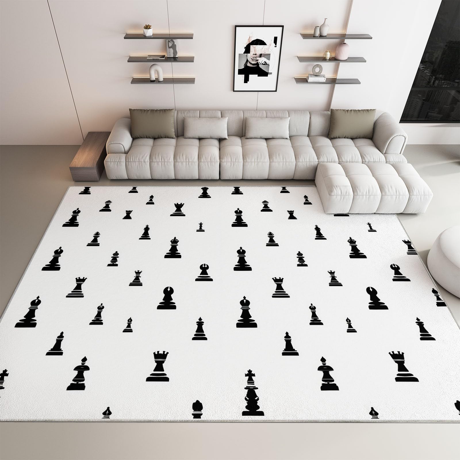 Tapis de couloir graphique et tapis de cuisine minimaliste 120 x 170 cm doux et chaleureux