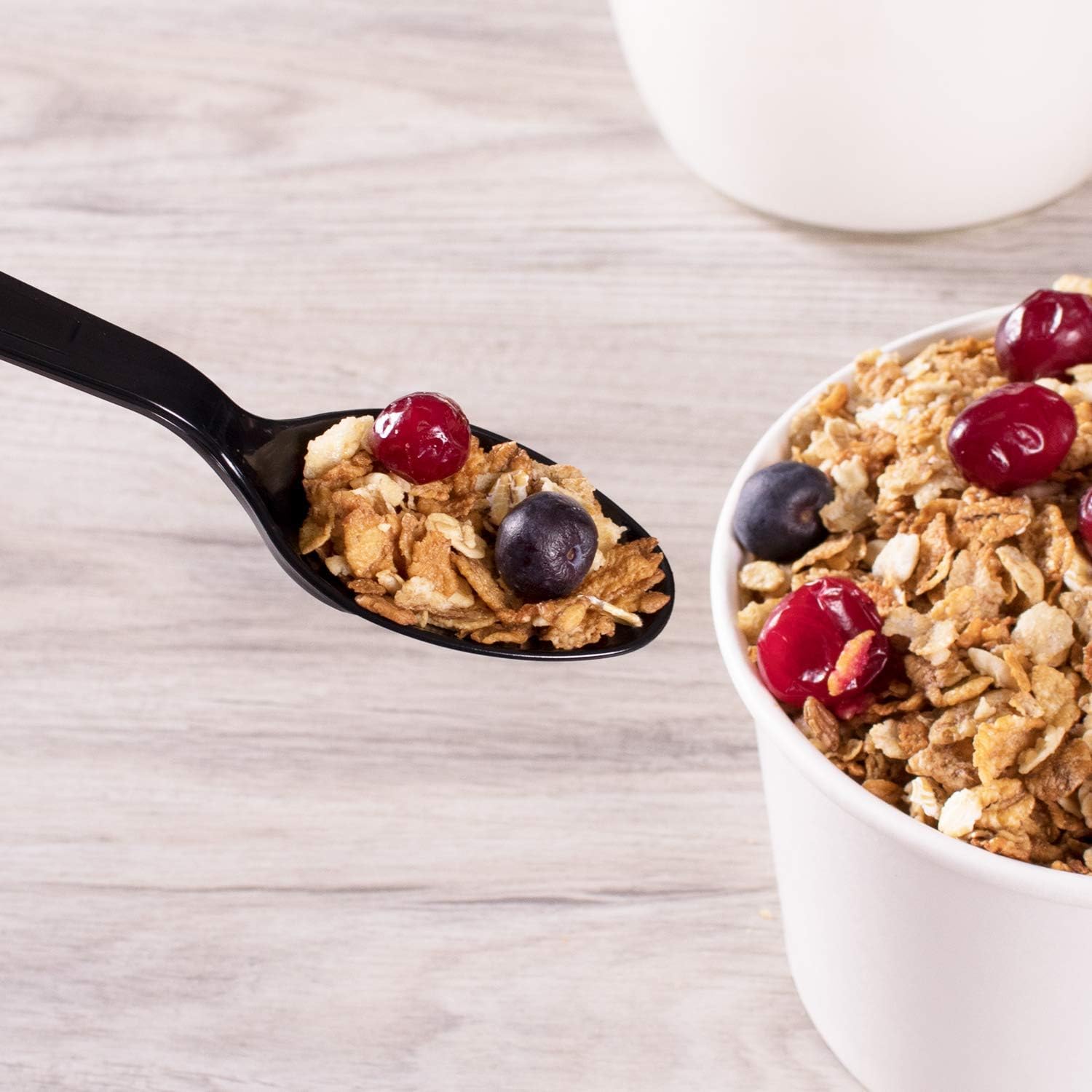 Karat [1,000 ct] Heavy Duty Plastic Spoons Individually Wrapped – Sturdy Disposable Spoons for Break Rooms & Parties – Strong, Firm for Sanitary Use | Black