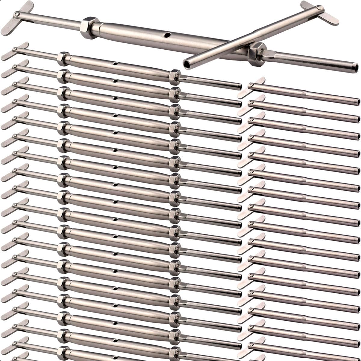 Saiksa Cable Railing Hardware Kit, for 1/8" Cable Railing System of Metal Post, Adjustable Angle Drop Pin Turnbuckle Tensioner 20 Pairs