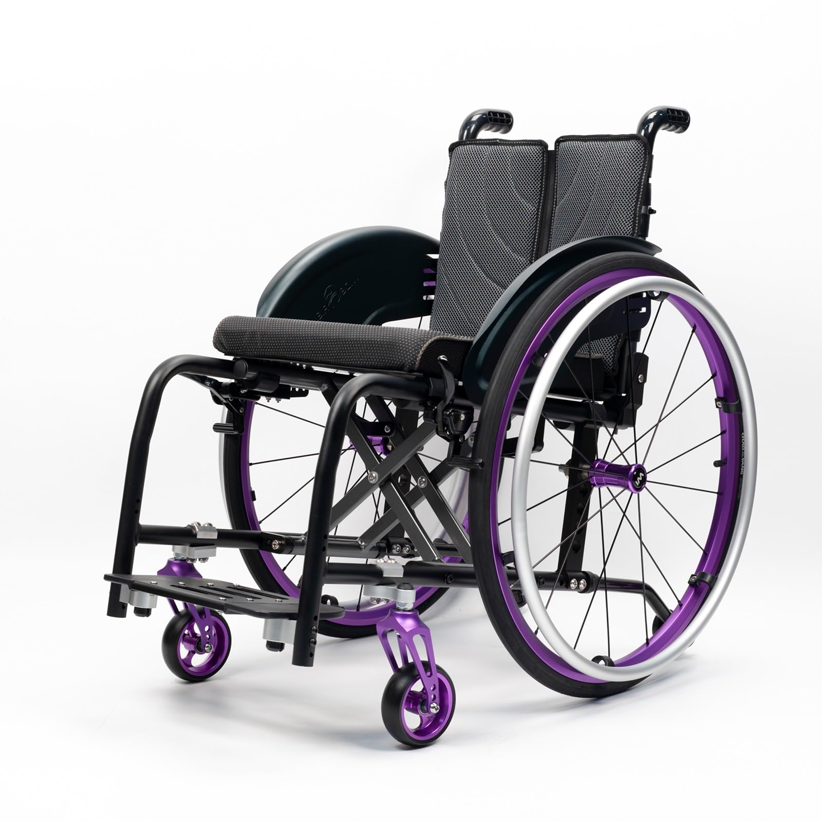 SXSLTSA Lightweight Foldable Sports Wheelchair All-Terrain Self-propelled Manual Chair Anti-Tipper Aluminum Portable for Travel Youth Elderly(Purple,Seat Width 42cm/16.5in)