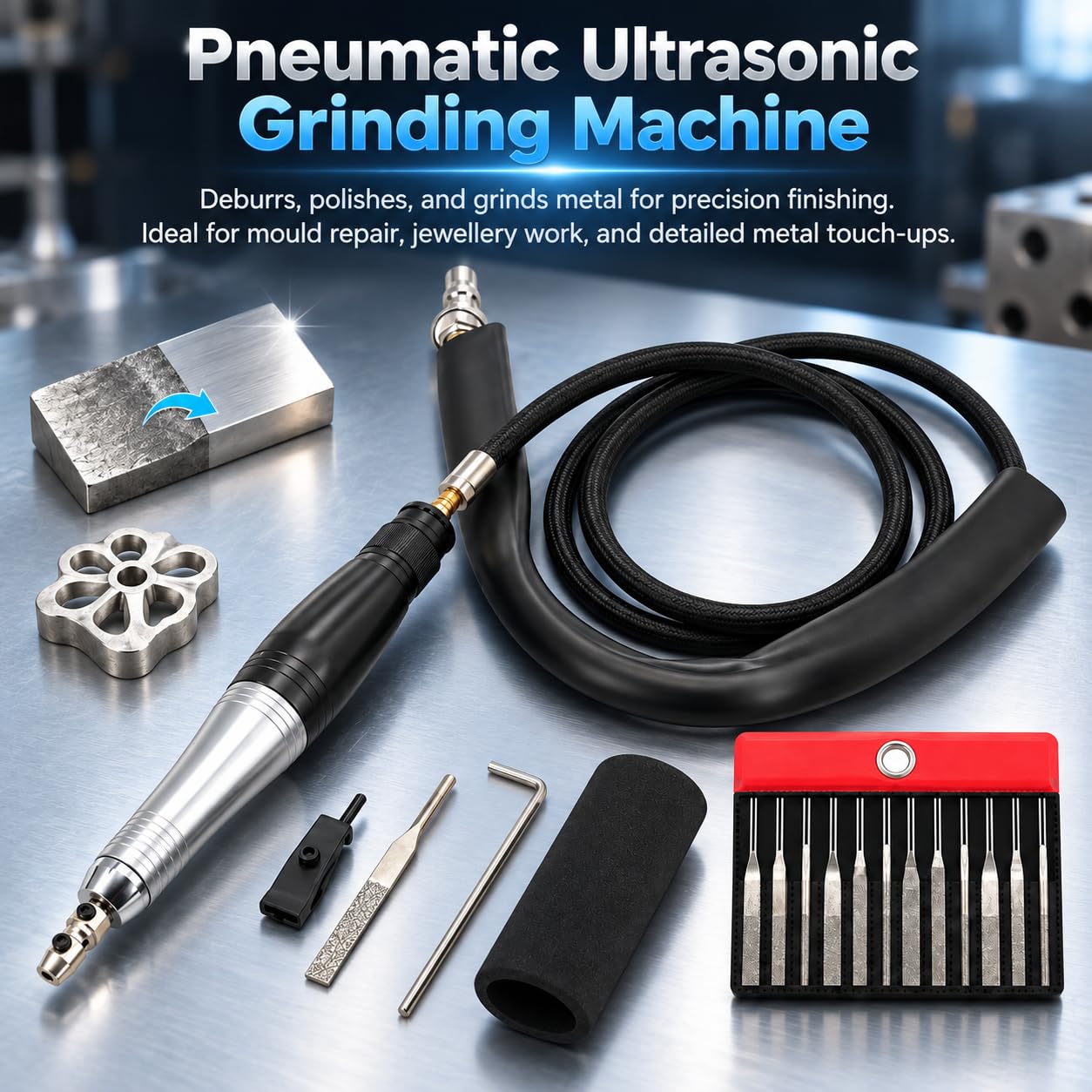 Rettificatrice pneumatica ad ultrasuoni, pinza per lime da 3 mm
