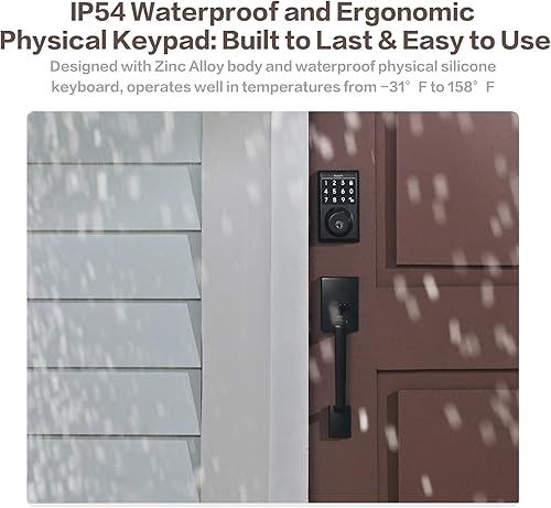 Miniatura 7 de Keylynx Cerradura de puerta inteligente 4 en 1 con control de aplicación, cerraduras de puerta de huellas dactilares con cerrojo de teclado,