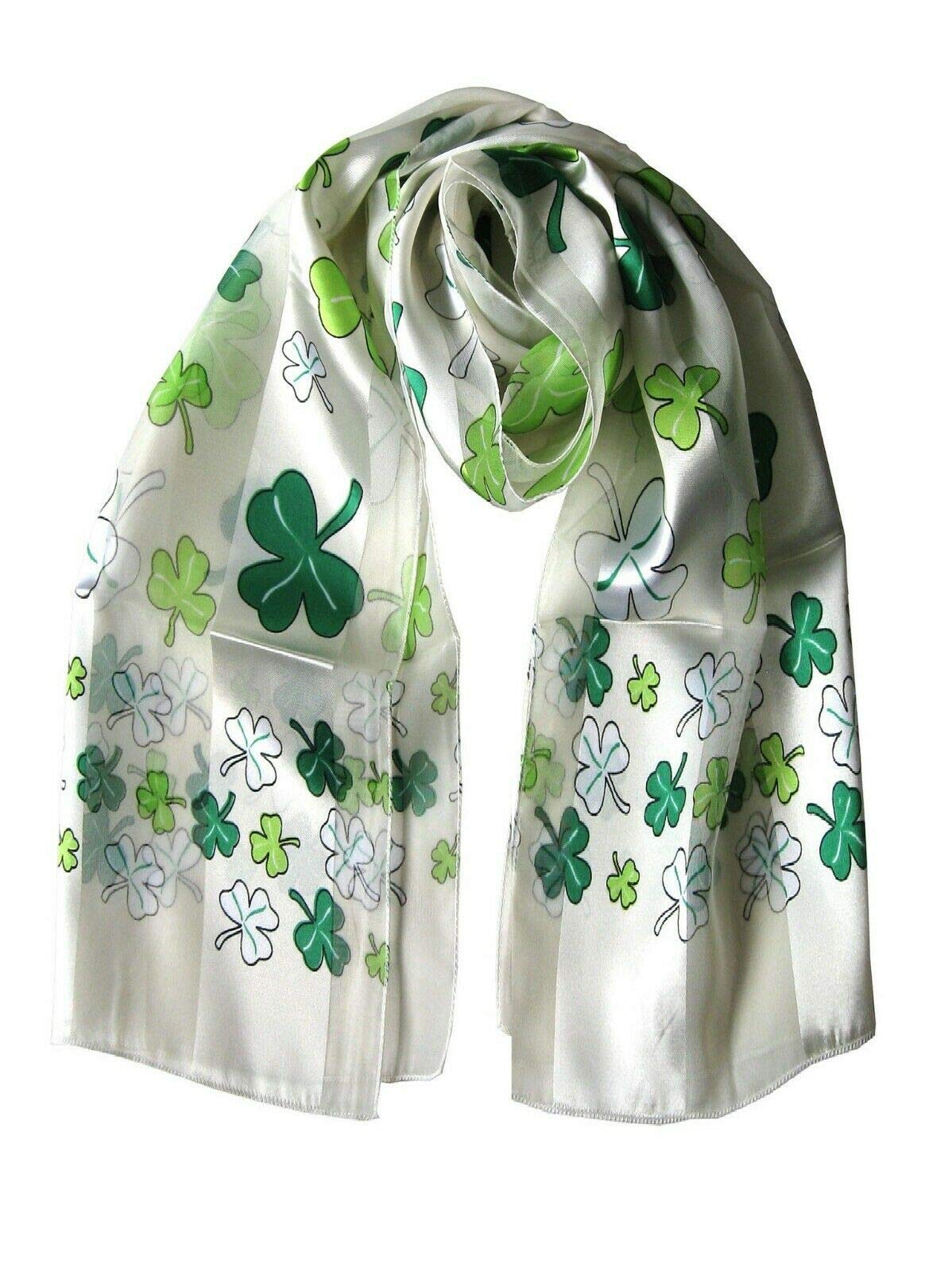 Mytoptrendz Women's Green Clover Mytoptrendz® Print Scarf Irish St Patrick's Day Shamrock Neck Wrap