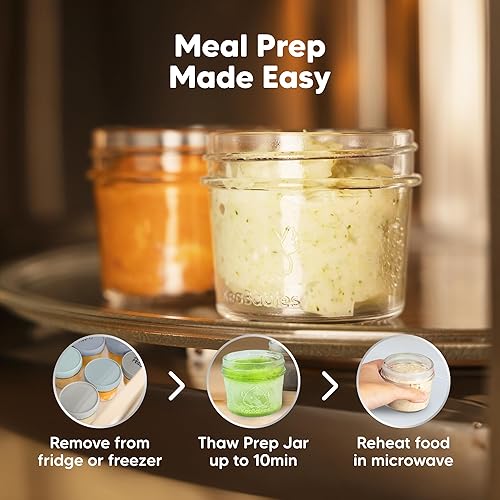 Miniatura 9 de KeaBabies Paquete de 6 recipientes de vidrio para alimentos para bebés, 4 onzas, a prueba de fugas, para microondas, tarros de vidrio para alimentos