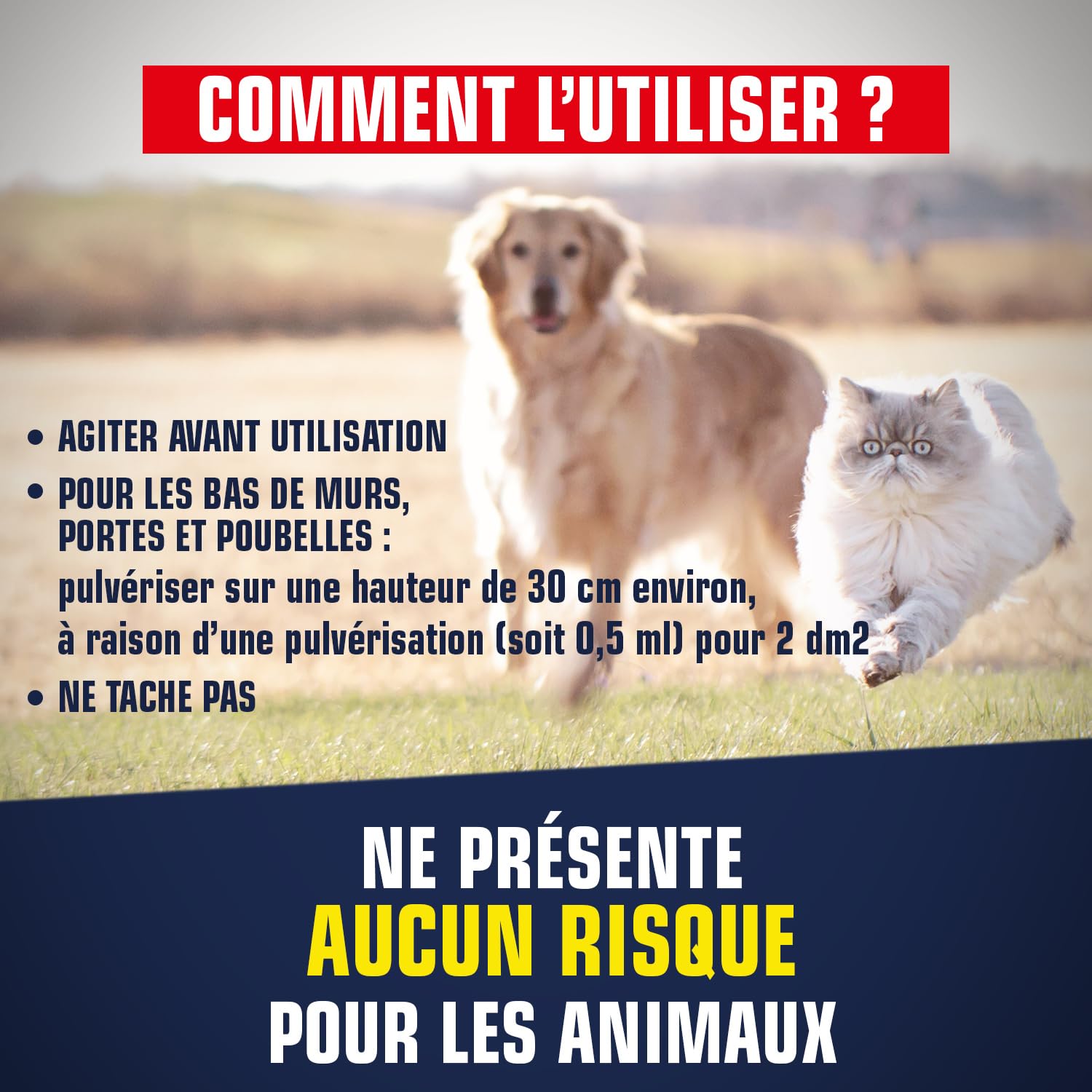 K.PRO– Répulsif Chiens et Chats 500ml – Action Immédiate – Éloigne sans Danger – Ne Tache Pas – Jusqu’à 25m² de Surface Traitable – Usage Extérieur et Intérieur